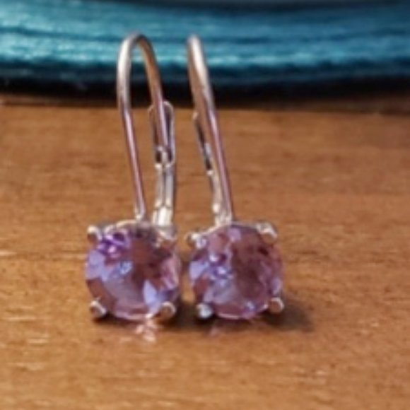 Jewelry - Lever Back Silver Amethyst Earrings